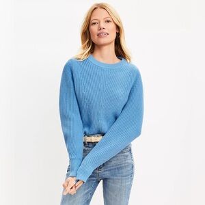 LOFT NWT Ribbed Blouson Sleeve Sweater‎ - Hudson Bay Blue